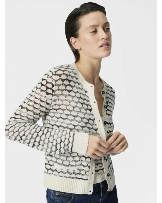 Missoni White Cashmere And Viscose Cardigan With Contrast Trim