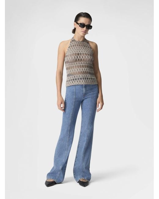 Missoni Gray 3D Diamond Mixed Viscose Top With Halter Neck