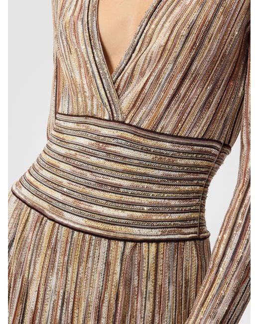 Missoni Natural Long Ribbed Viscose-Blend Dress With Sequins