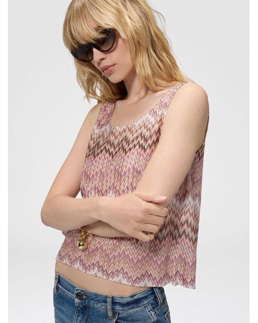 Missoni Pink Sleeveless Viscose Top With Snake Motif, & Multicoloured