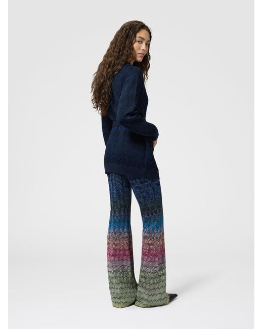 Missoni Blue Dégradé Viscose Lamé Flare Trousers