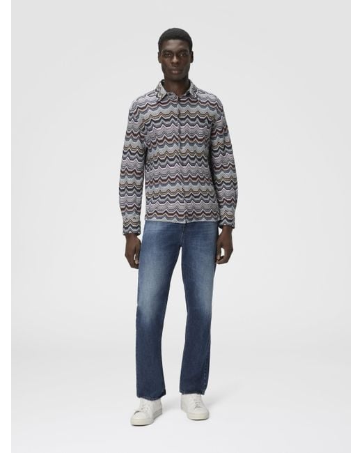 Missoni Gray Long Sleeve Shirt With Geometric Zigzag for men