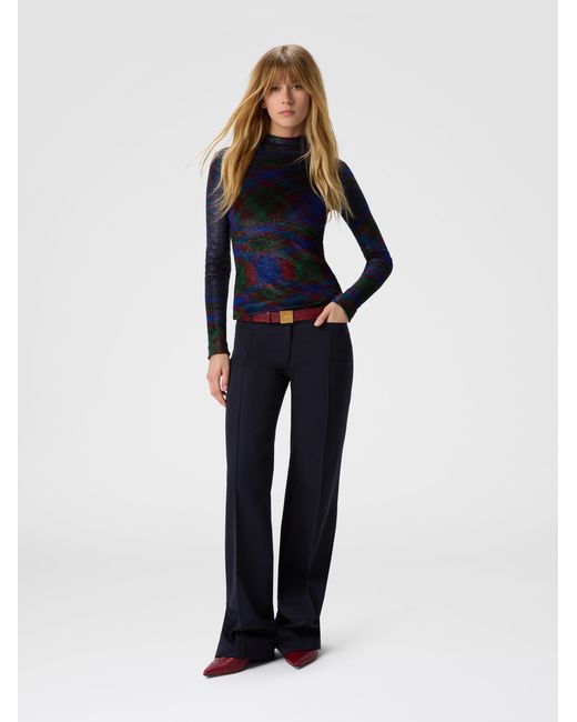 Missoni Blue Turtleneck Sweater With Flame Pattern