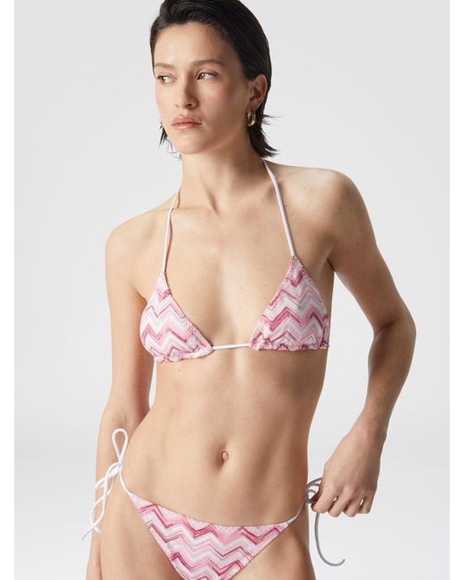 Missoni Pink Slub Zigzag Viscose Blend Bikini