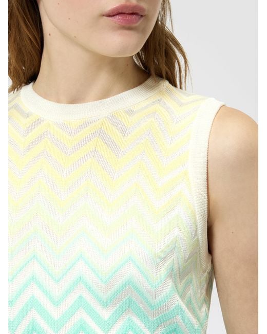 Missoni Blue Chevron Dégradé Cotton And Viscose Sleeveless Top