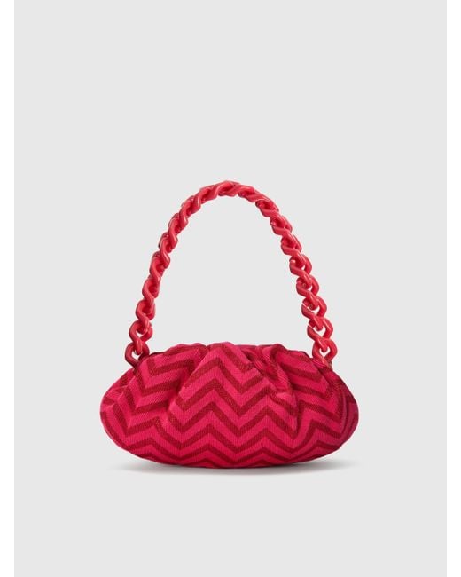 Pouch Misto Cotone Zig Zag Con Tracolla A Catena, Donna, Taglia di Missoni in Red