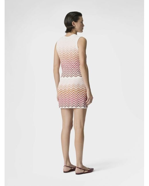 Missoni White Chevron Dégradé Cotton And Viscose Sleeveless Top