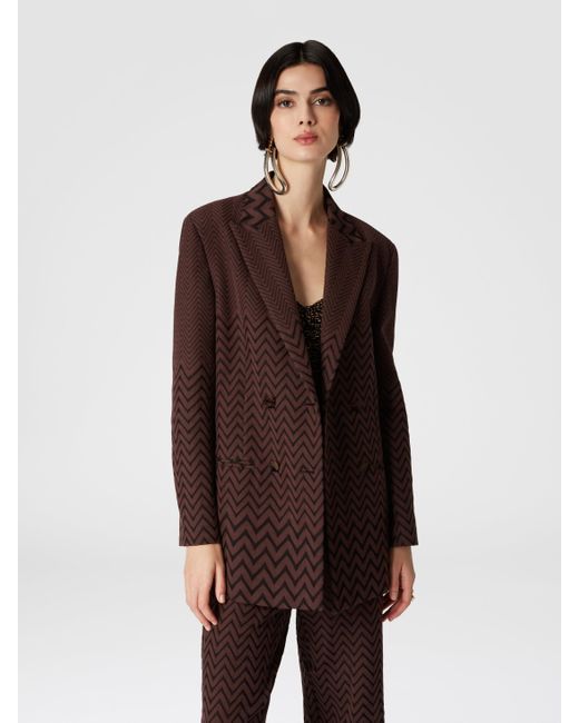 Missoni Brown Double-Breasted Zigzag Cotton And Viscose Blazer