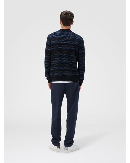 Missoni Blue Cardigan With Zigzag And Stripe Pattern for men
