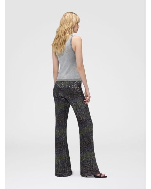 Missoni Gray Flare Trousers With Woven Greek Key Motif