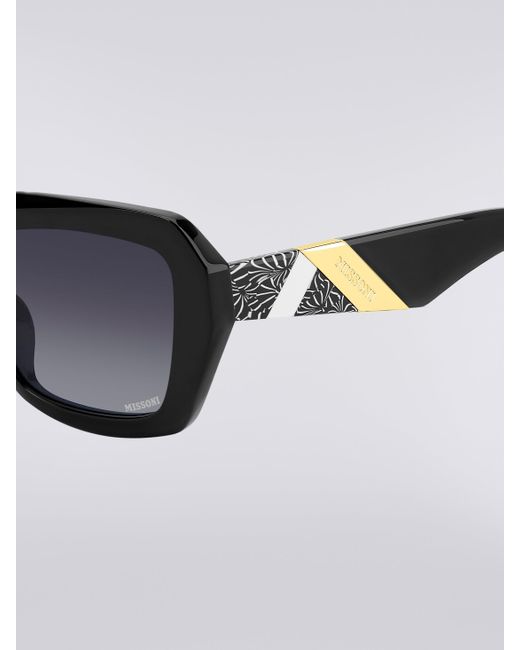 Missoni Gray Square Acetate Sunglasses With A Metal Chain