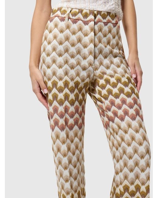 Missoni Natural Straight-Leg Viscose Lamé Trousers With Lace Motif