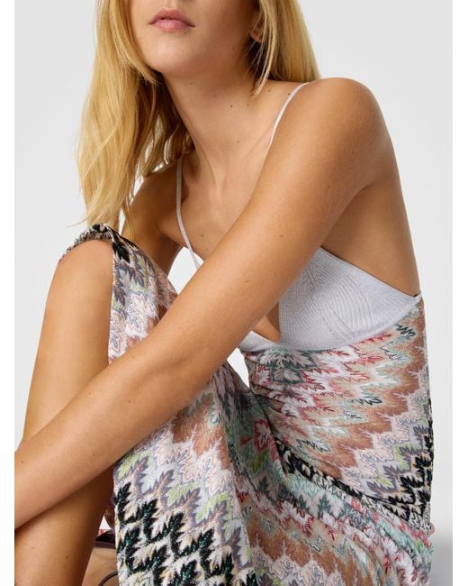 Missoni White Sleeveless Long Dress With Contrast Bodice