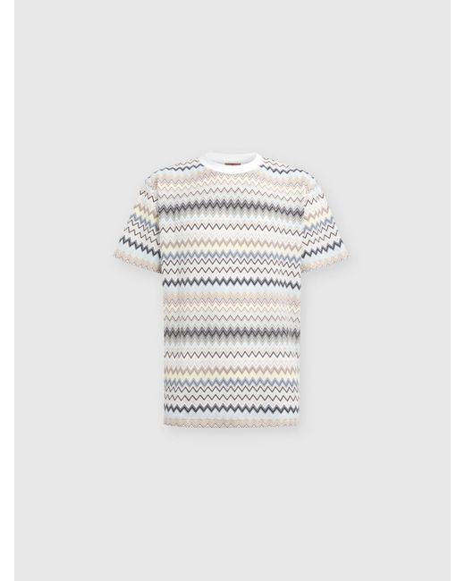 Missoni White T-Shirt With Zig Zag Motif And Back Logo for men