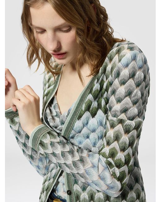 Missoni Multicolor Slim Viscose Lamé Cardigan With Lace Motif