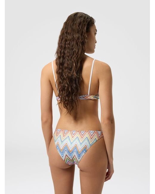 Missoni White Zig Zag Printed Fabric Bikini With Balconette Top