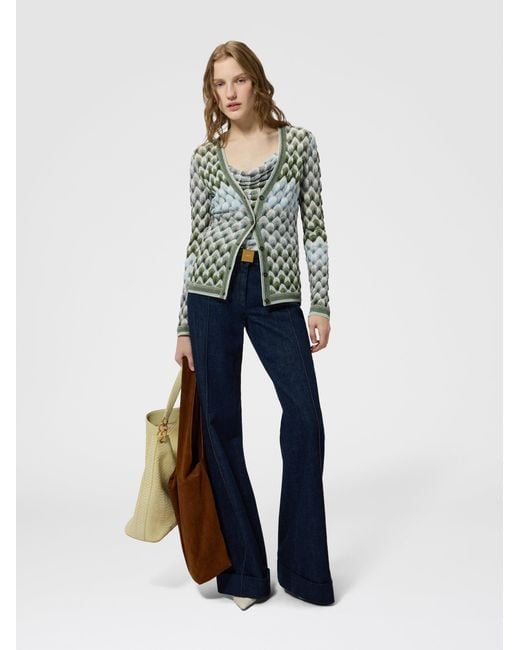 Missoni Multicolor Slim Viscose Lamé Cardigan With Lace Motif