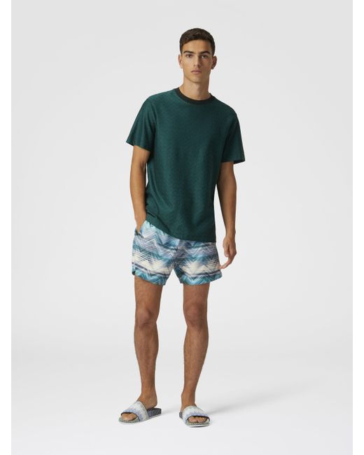 Missoni Badeshorts Mit Makro-Zick-Zack-Dégradé-Print, Herren, Größe in Blue für Herren