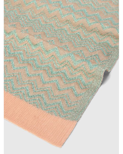 Missoni Green Zigzag Viscose-Blend Scarf With Ribbed Edge