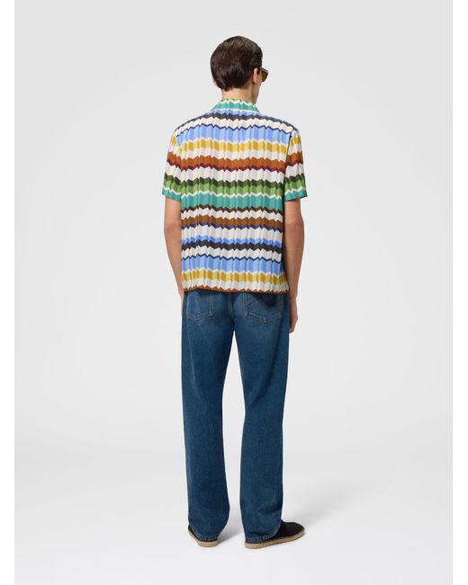Missoni Gray Zig Zag Viscose Bowling Shirt for men