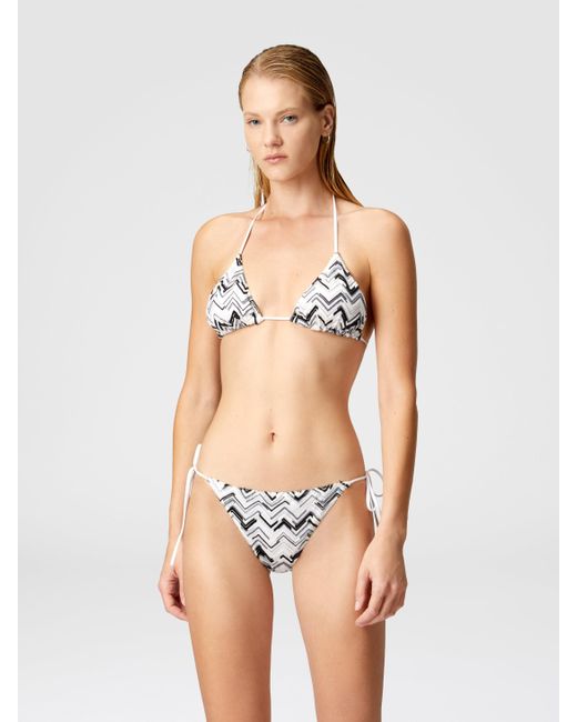 Missoni White Slub Zickzack-Bikini Aus Viskosemischung, Damen, Größe