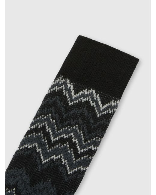 Missoni Black Mountain Motif Ankle Socks for men