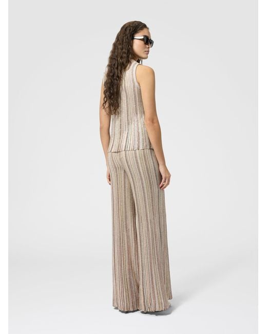Missoni Natural Sleeveless Ribbed Top With Sequins