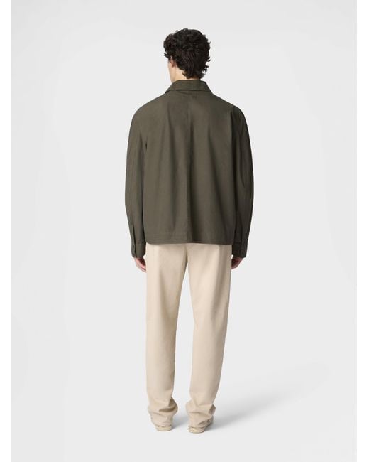 Missoni Green Cotton Canvas Overshirt With Zigzag Collar Detail for men