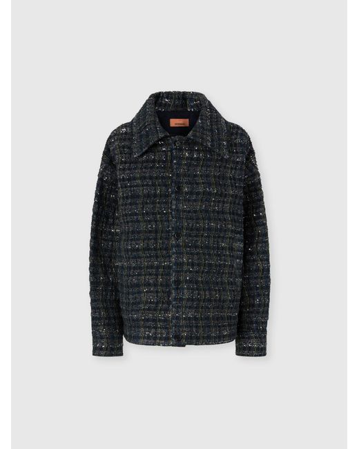 Missoni Blue Overshirt With Wave Check Pattern