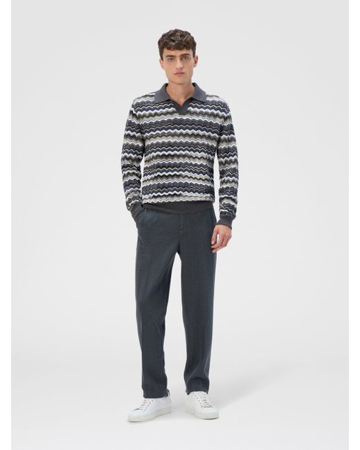 Missoni Multicolor Long Sleeve Polo With V-Neck And Zigzag Pattern for men