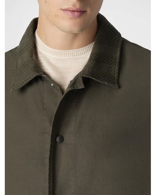 Missoni Green Cotton Canvas Overshirt With Zigzag Collar Detail for men