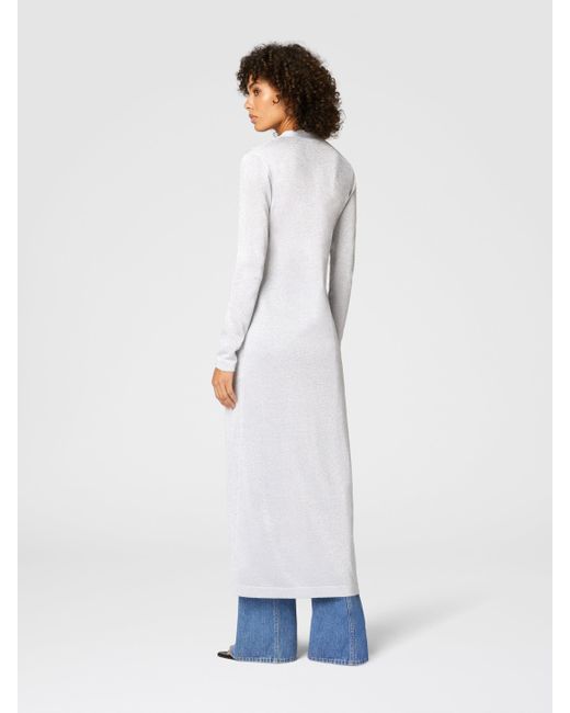 Cardigan Long En Viscose Lamée À Col En V, Femme, Taille Missoni en coloris White