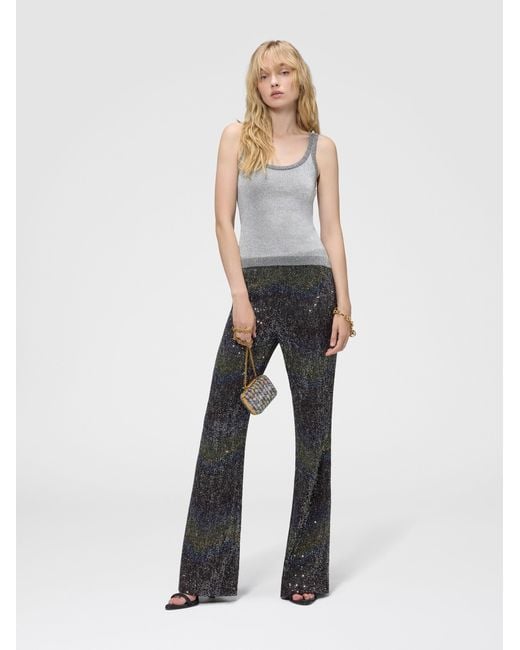 Missoni Gray Flare Trousers With Woven Greek Key Motif