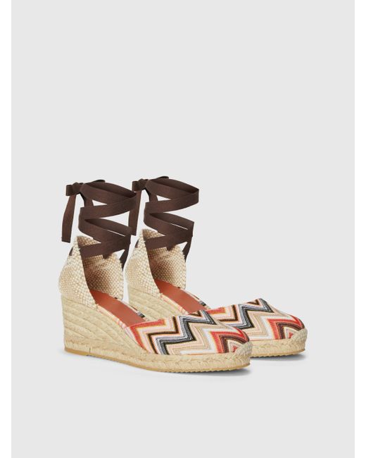 Espadrillas Motivo Zig Zag Con Zeppa Media, Donna, Taglia di Missoni in Pink