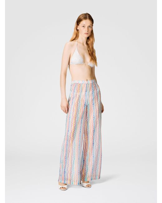 Missoni White Palazzo-Hose Mit Zickzack-Muster, Damen, Größe