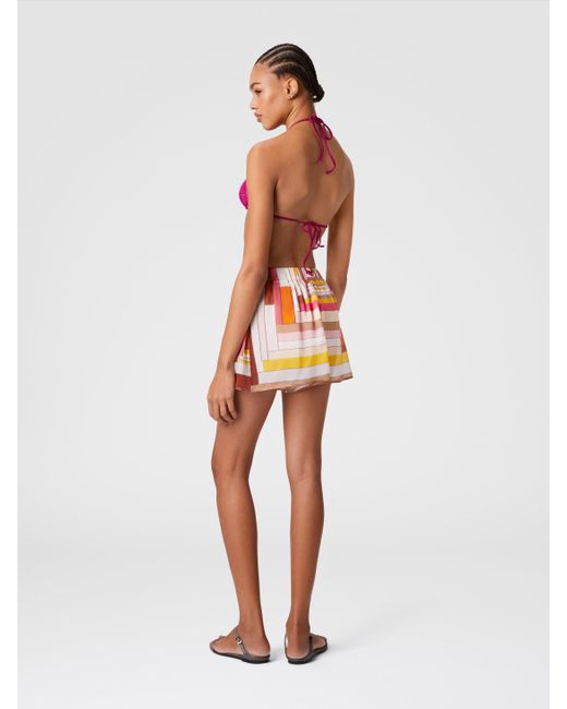 Missoni White Bedruckte Cover-Up-Shorts Aus Seide Mit Gürtel, Damen, Größe