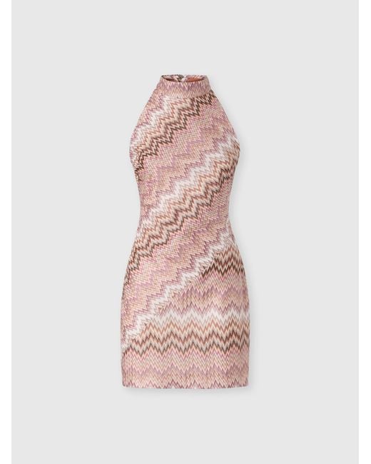 Missoni Pink Halterneck Viscose Mini Dress, & Multicoloured