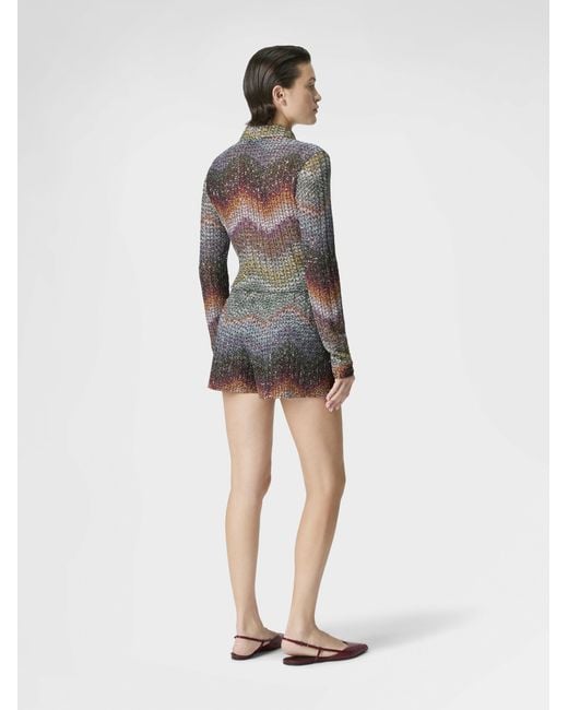 Missoni Gray Mixed Viscose Lamé Shorts With Sequins