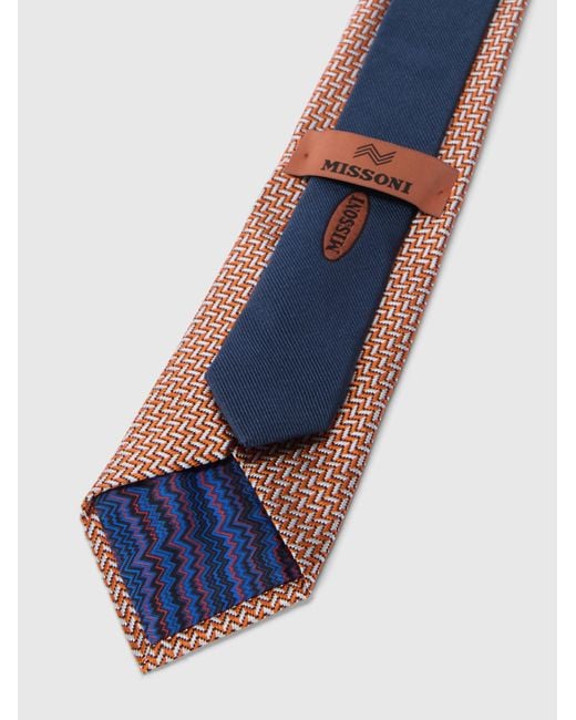 Missoni White Pure Silk Zigzag Tie for men