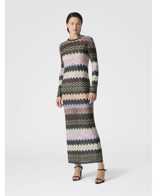 Missoni Gray Viscose Lamé Snake-Pattern Gown