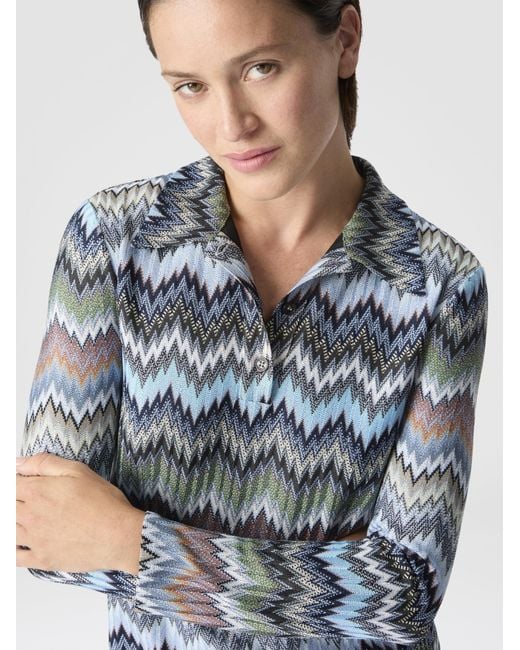 Missoni Blue Snake-Pattern Viscose Polo Mini Dress, & Multicoloured