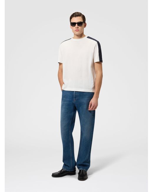 Missoni Natural Cotton Crewneck T-Shirt With Chevron Insert for men