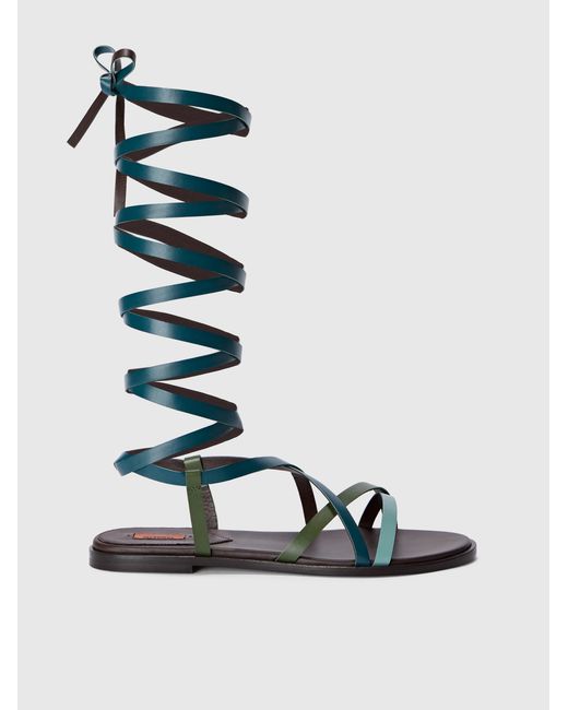 Missoni Blue Ankle-Wrap Sandals
