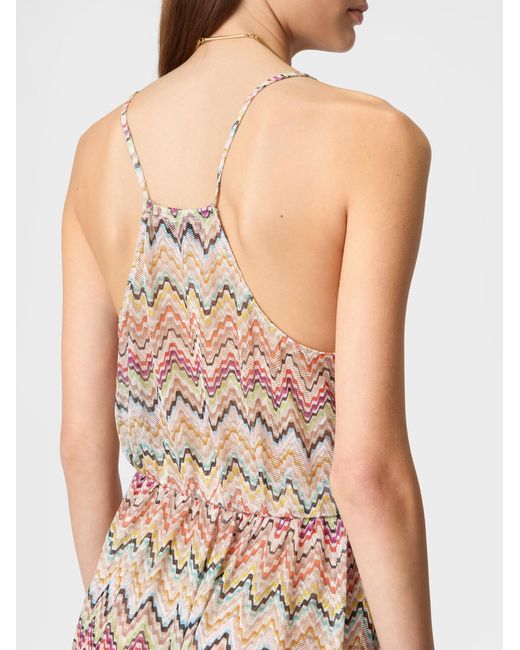 Missoni White Long Cover-Up With Irregular Zig Zag Motif