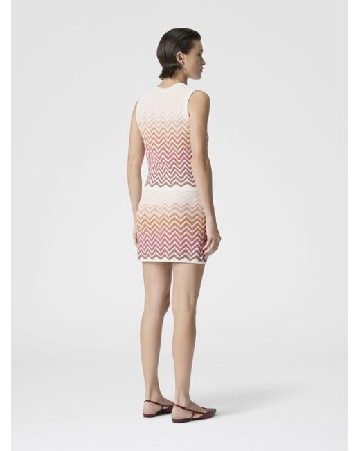 Missoni White Chevron Dégradé Cotton And Viscose Mini Skirt