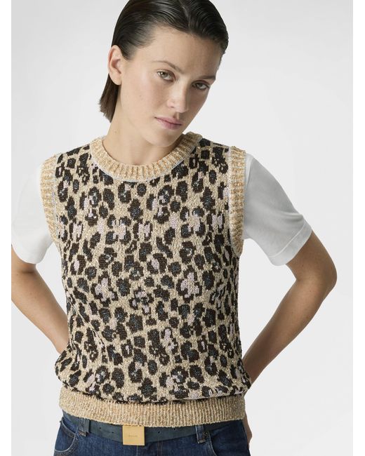 Missoni White Animal-Jacquard Knit Crewneck Top