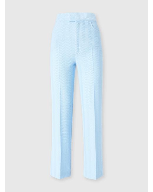 Pantalon Classique En Coton Et Viscose Zigzag Avec Ourlet Court, Femme, Taille Missoni en coloris Blue