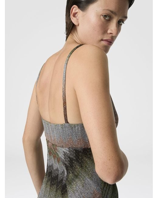 Missoni Multicolor Sleeveless Viscose Lamé Mini Dress With Deep Neckline