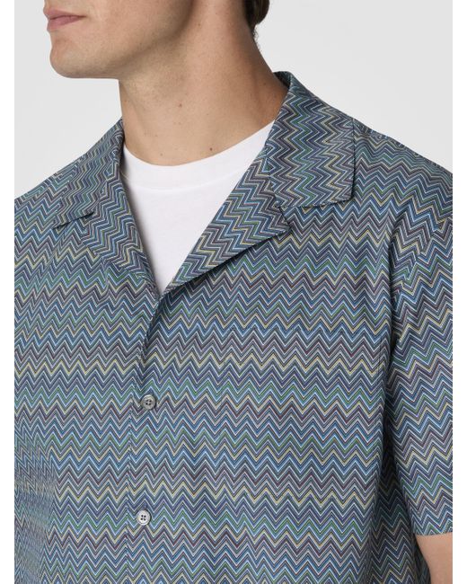Camicia Bowling Zig Zag, Uomo, Taglia di Missoni in Blue da Uomo
