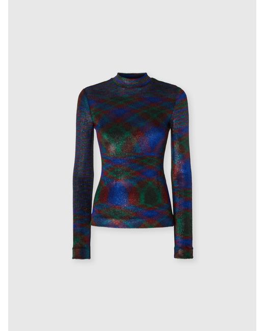 Missoni Blue Turtleneck Sweater With Flame Pattern
